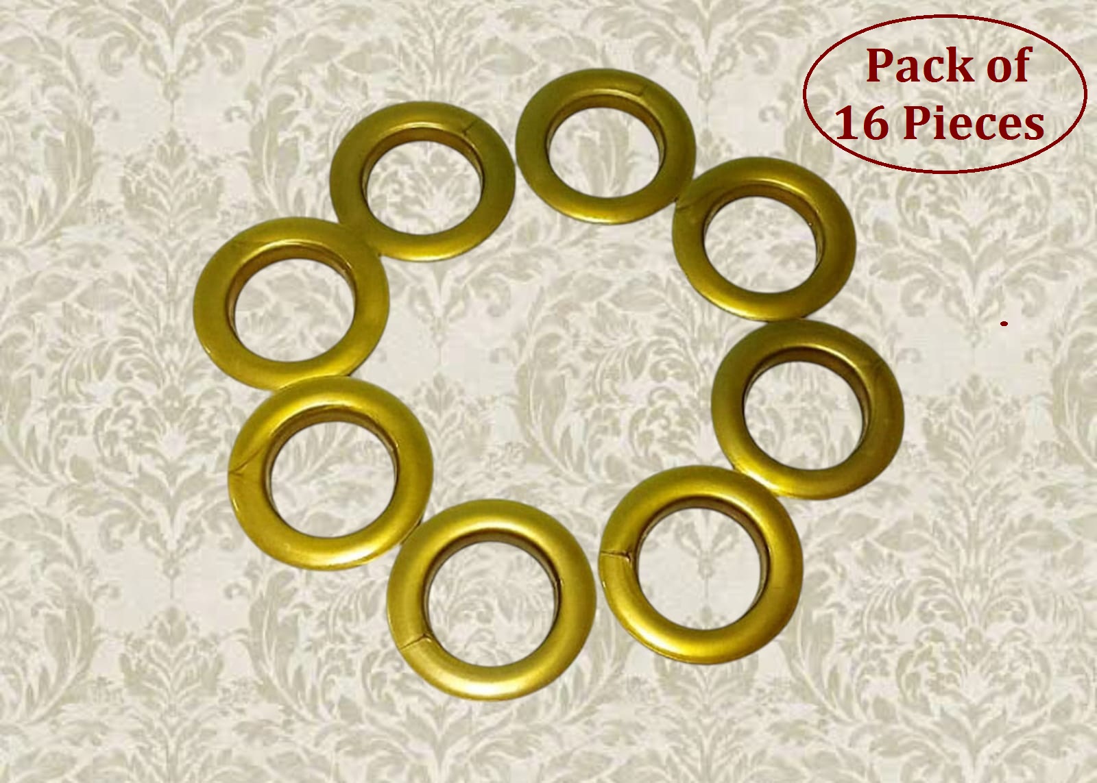 Beautiful Heavy-duty PVC Curtain Rings with Lock, Long Lasting Gold Eyelet Ring and Lock Compatible With 1 Inch Rod